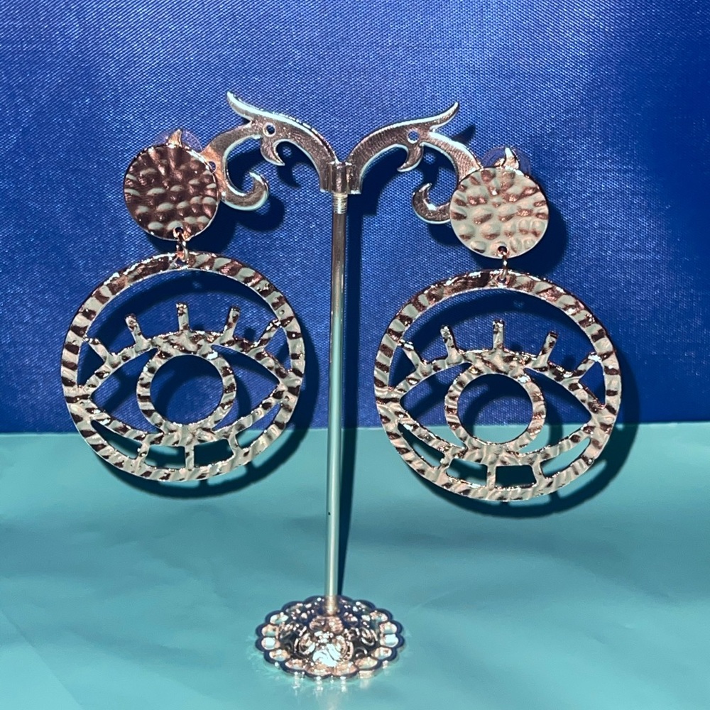 Bronze evil eye earrings